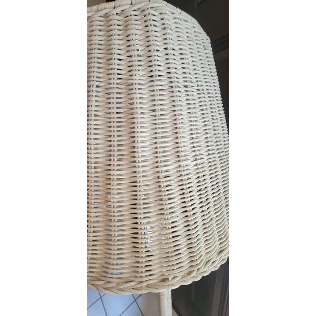 1970's Boho Chic White Wicker Floor Lamp For Sale - Image 11 of 18