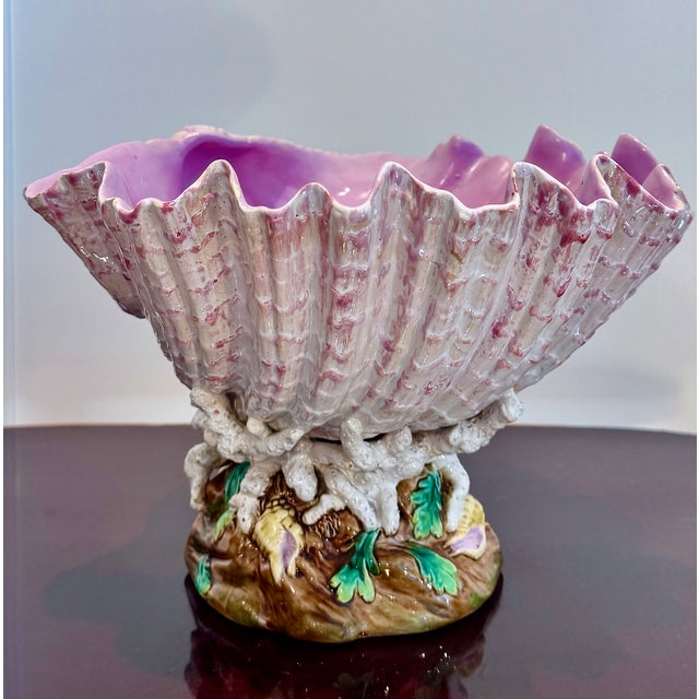 Late 19th Century English Majolica George Jones Shell Centerpiece Jardinière, 19th Century For Sale - Image 5 of 16