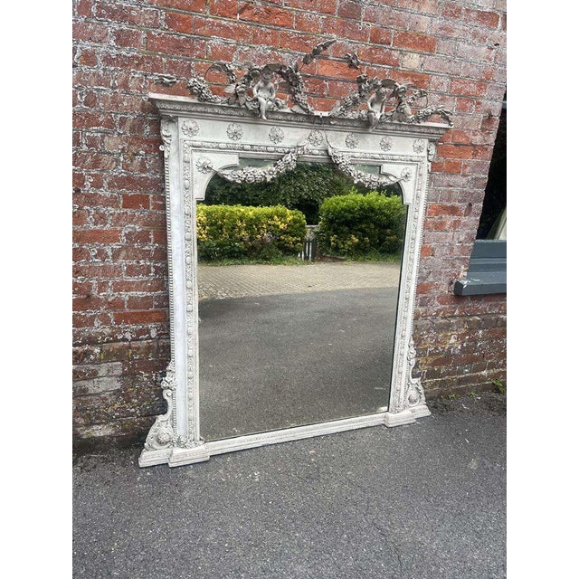 Large Antique English Painted Overmantle Mirror For Sale - Image 10 of 10