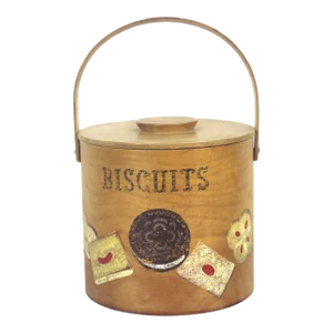 Vintage Painted Wood Biscuit Barrel Bin Pail