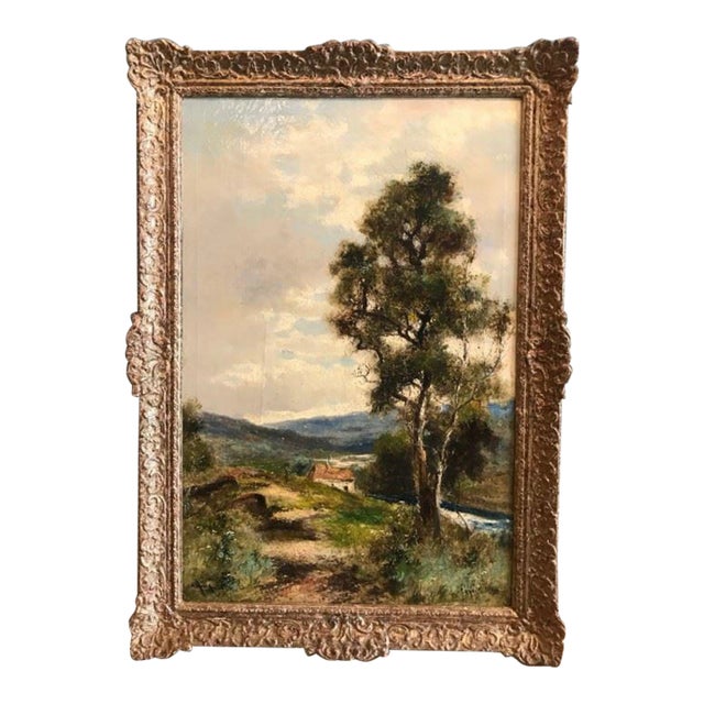 Circa 1900 "A View of Hampshire, Right Side" Oil Painting on Canvas, Framed For Sale