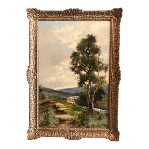 Circa 1900 "A View of Hampshire, Right Side" Oil Painting on Canvas, Framed