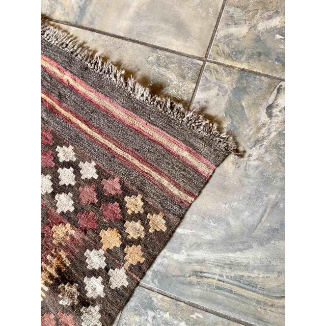 Beige Vintage Kilim Runner Rug with Geometric Diamond Patterns, 1960s For Sale - Image 8 of 9