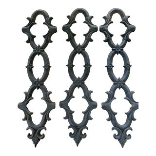 Antique Sculptural Black Iron Architectural Gate Salvage - Set of 9 For Sale