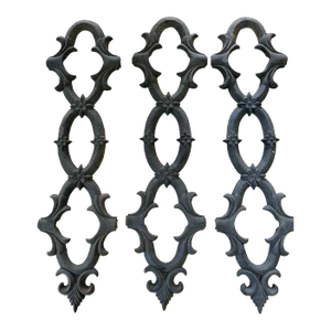 Antique Sculptural Black Iron Architectural Gate Salvage - Set of 9