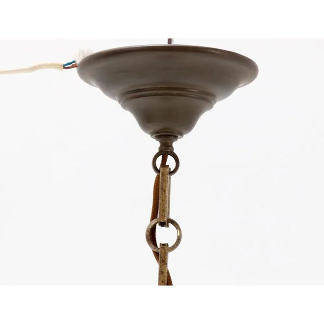Art Deco Holophane Glass Ceiling Pendant Lamp For Sale - Image 11 of 12
