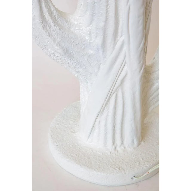 White Vintage Plaster of Paris White Cactus Table Lamps Pair of Final Sale For Sale - Image 8 of 10
