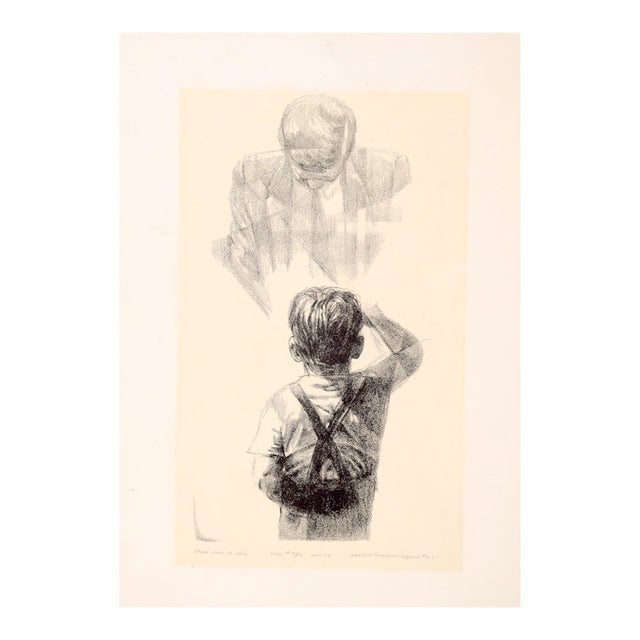 John F. Kennedy, Jr. Salutes His Father, the President - Rare Signed Lithograph by Eugene Hawkins For Sale