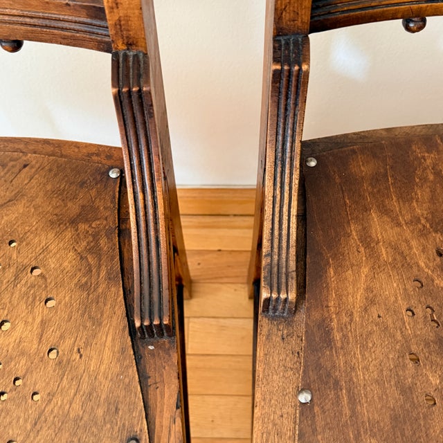 English Pair Pressed Back Chairs With Leather Seats For Sale - Image 3 of 11