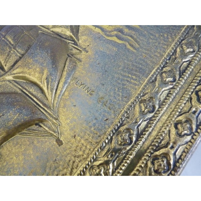 Embossed Brass Fireplace Screen with Sailboat Motif, 1960s For Sale - Image 6 of 9