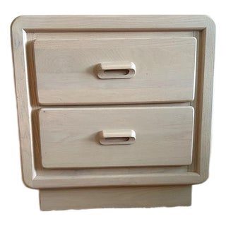 Vintage Keller Bleached Wood Nightstand With Integrated Pulls For Sale