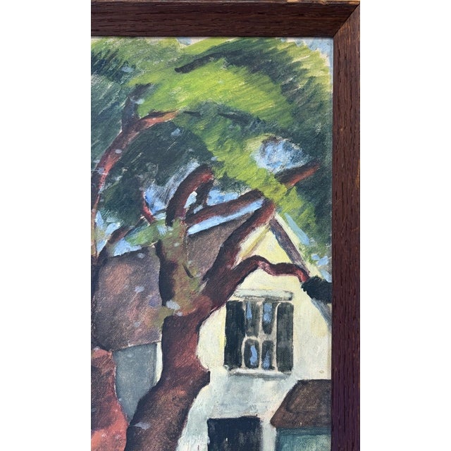 Early 20th Century Folk Art Oil Painting - The Tree in Front of a House For Sale - Image 5 of 7