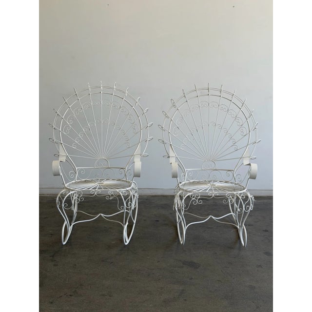 White 1970s Salterini Style Iron Peacock Rocking Chair For Sale - Image 8 of 18