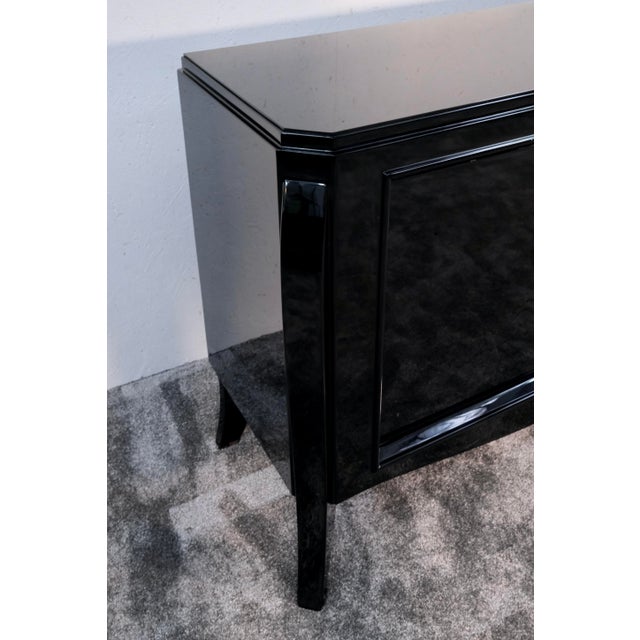 Wood Small Vintage Art Deco Two-Door Sideboard in Black High-Gloss Lacquer, 1930s For Sale - Image 7 of 10