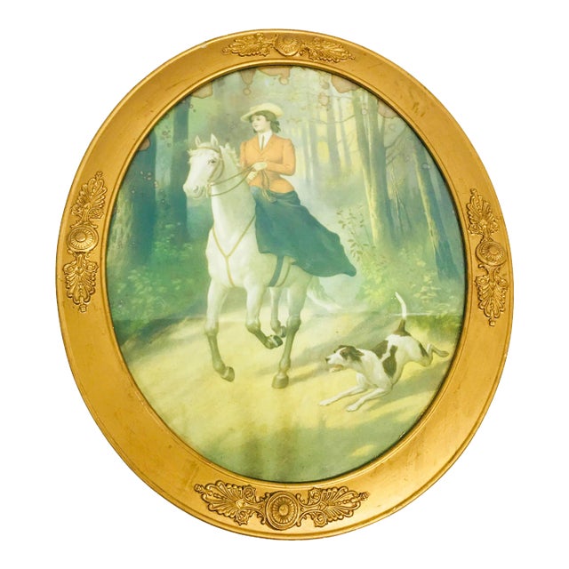 Late 19th Century Oval Gilt Wood Picture Frame With Glass For Sale