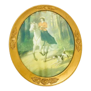 Late 19th Century Oval Gilt Wood Picture Frame With Glass