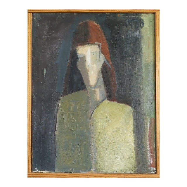 1978 Modernist 'Maris' Vintage Original Figurative Portrait Oil Painting, Framed For Sale