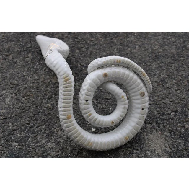 Italian White Ceramic Sculpture Snake by Tommaso Barbi, 1970 For Sale - Image 4 of 11