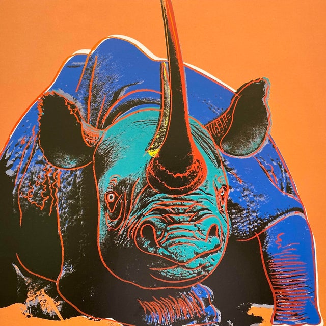 Andy Warhol Estate Vintage 1989 Endangered Species Framed Lithograph Pop Art Print " Black Rhinoceros " 1983 For Sale In Kansas City - Image 6 of 16