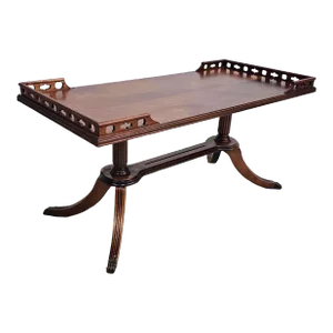 Mid 20th Century Renaissance Style Mahogany Pedestal Coffee Table