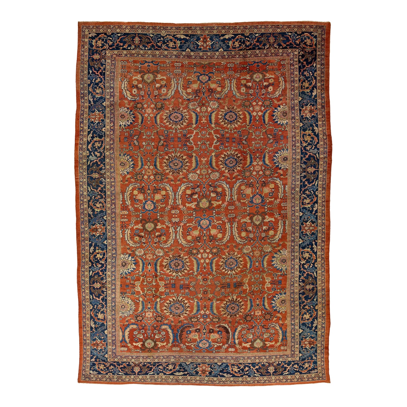 Handmade Antique Persian Sultanabad Rust Wool Rug With Allover Design ...