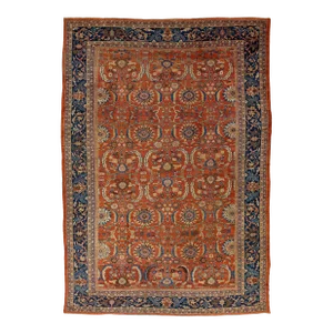 Handmade Antique Persian Sultanabad Rust Wool Rug With Allover Design