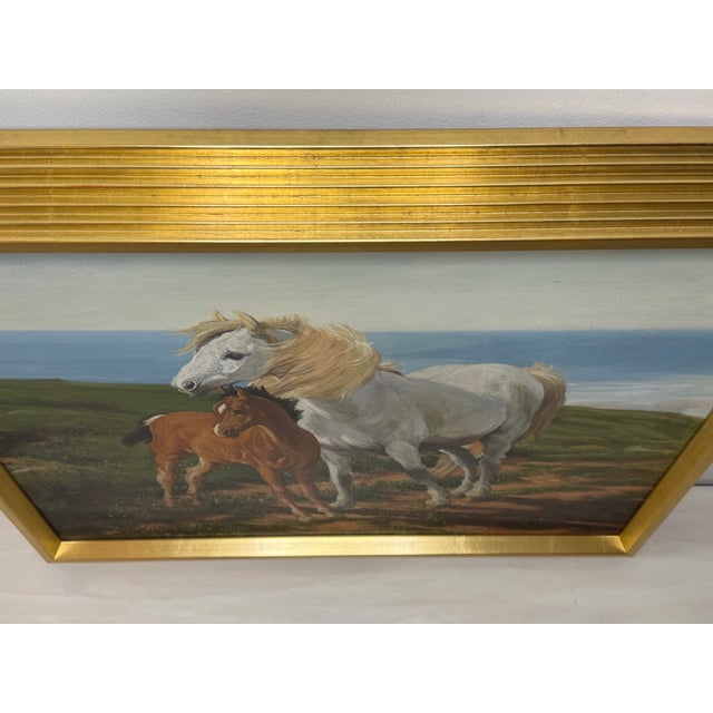 Mid 20th Century Gilt Framed Oil Painting Grey Mare and Chestnut Foal "Mother and Son" After Henry William Banks Davis Ra For Sale - Image 5 of 18