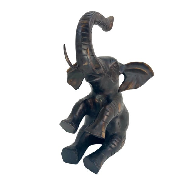 Modern Large Solid Brass Elephant Figurine For Sale - Image 3 of 10