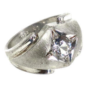 Vintage Designer Sterling & Synth Diamond Ring 1960s, Size 8