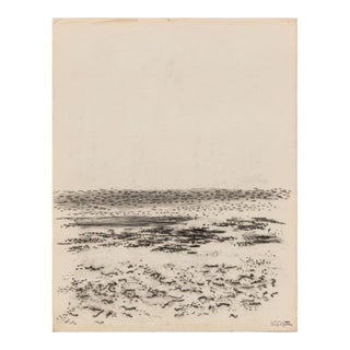 Manfred Schwartz Beach Seascape Charcoal on Paper For Sale