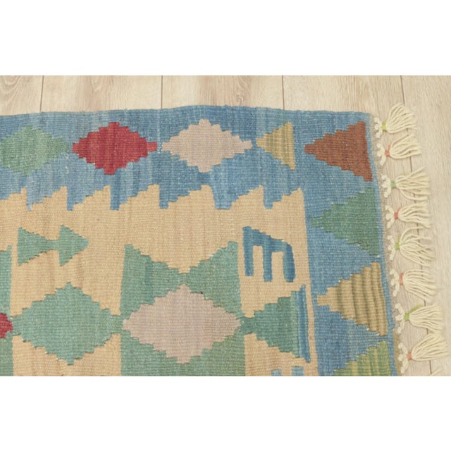 1960s Southwestern Soft Blue Hand Knotted Rug For Sale - Image 10 of 13