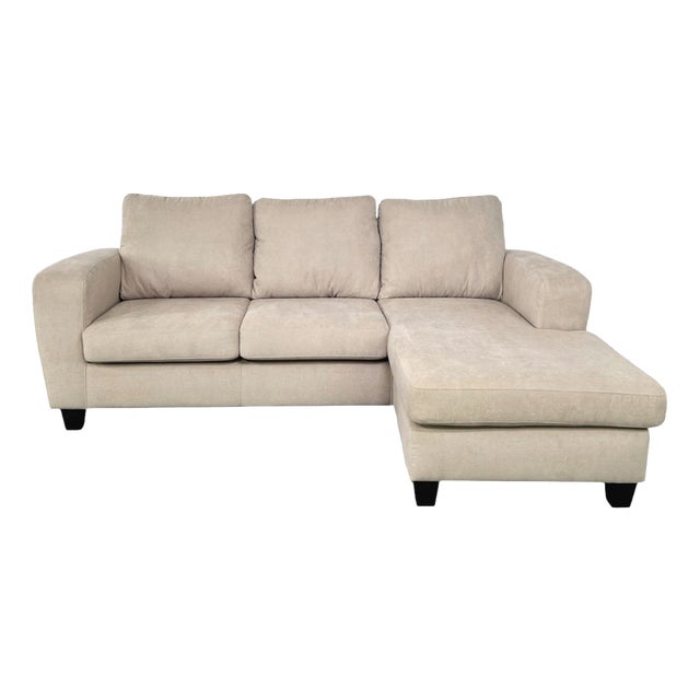 Reversible Corner Sofa in Beige Fabric For Sale