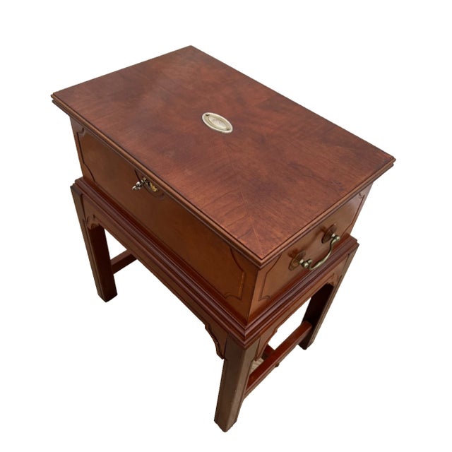 Vintage Chinese Chippendale Flip Top Cabinet small Chest, Felt Lined interior, Mahogany, Lock and Key. 22" Tall x 18" wide...