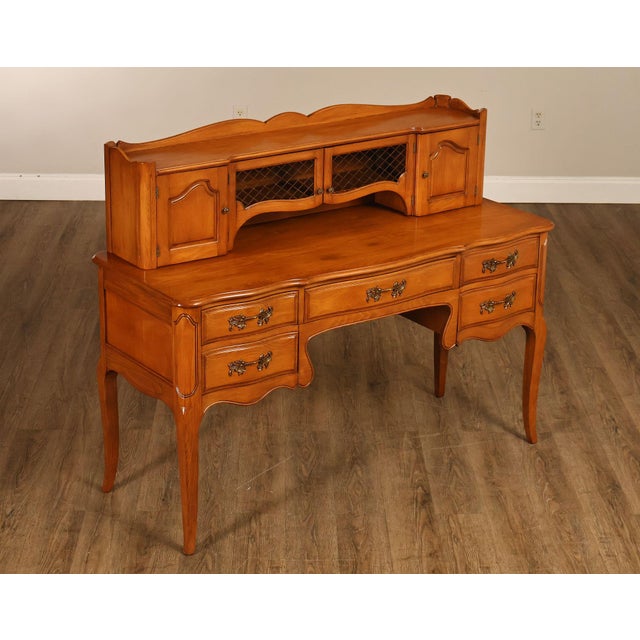 French Provincial Davis Cabinet Company French Provincial Style Desk With Hutch And Chair For Sale - Image 3 of 18