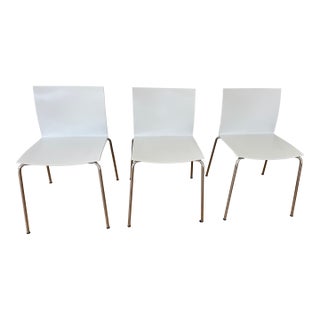 Cb2 White Slim Chairs-3 in Set For Sale