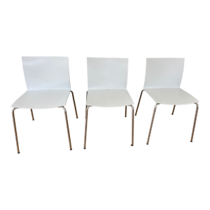 Cb2 White Slim Chairs-3 in Set