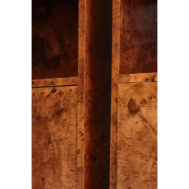 1920s Danish Art Deco Cabinetmaker Cabinets in Birch Root Veneer, 1920s, Set of 2 For Sale - Image 5 of 18