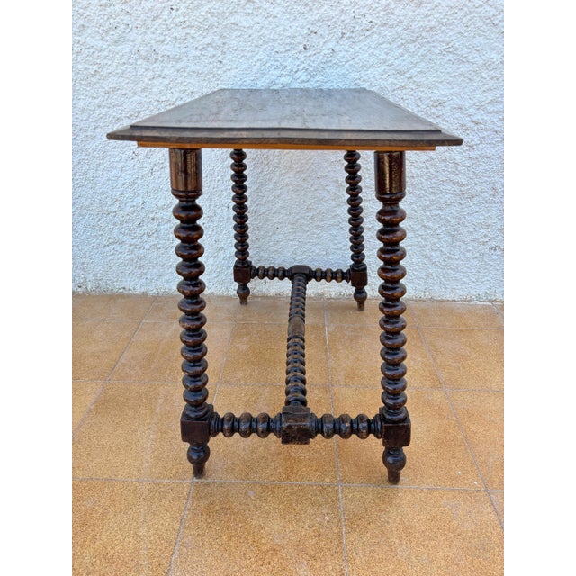 Victorian Victorian Oak Side Table With Barley Twist Legs, Early 20th Century For Sale - Image 3 of 6