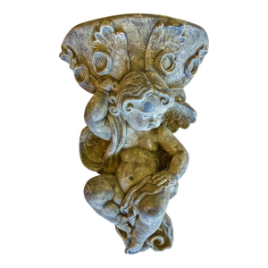 1970s Wall Hung Concrete Cherub Planter