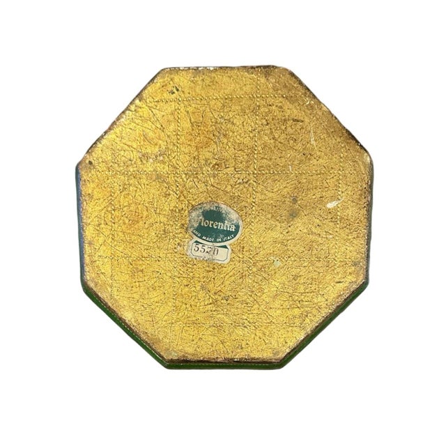 Mid 20th Century Vintage Italian Chinoiserie Green & Gilt Octagonal Vide Poche / Catchall / Tray / Trinket Dish by Florentia For Sale - Image 5 of 5