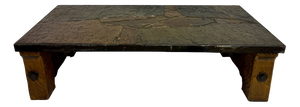 Brutalist Slate, Concrete and Oak Coffee Table, 1960s