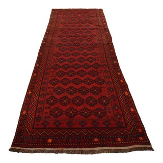 Baloch Runner 5’4” X 12’8” Red Wool Vintage Tribal Hand-Knotted Rug For Sale
