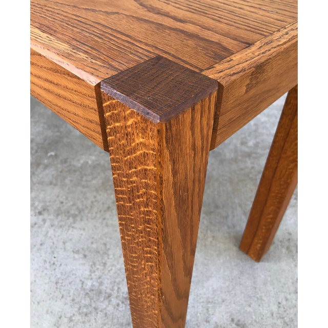 Mid 20th Century Vintage Solid Oak Parsons Style Console Table For Sale - Image 5 of 9