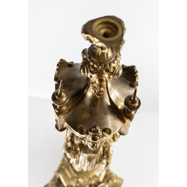 19th Century French Ormolu Gilt Bronze Gothic Revival Candlestick Base For Sale - Image 15 of 18