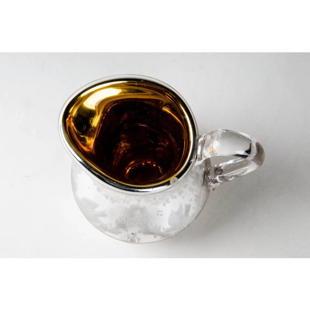 Vintage Bird & Wreath Enameled Mercury Glass Pitcher For Sale - Image 4 of 5