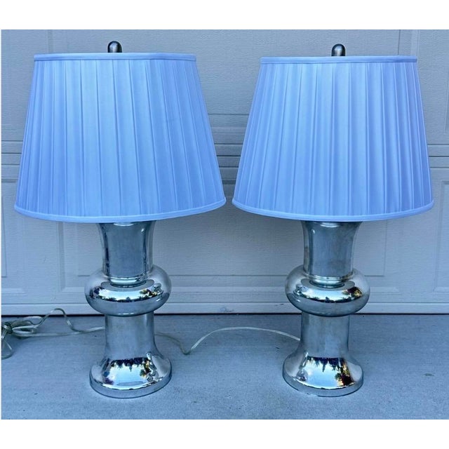 Bull Nose Cylinder Mercury Glass Table Lamps - a Pair For Sale In San Diego - Image 6 of 18