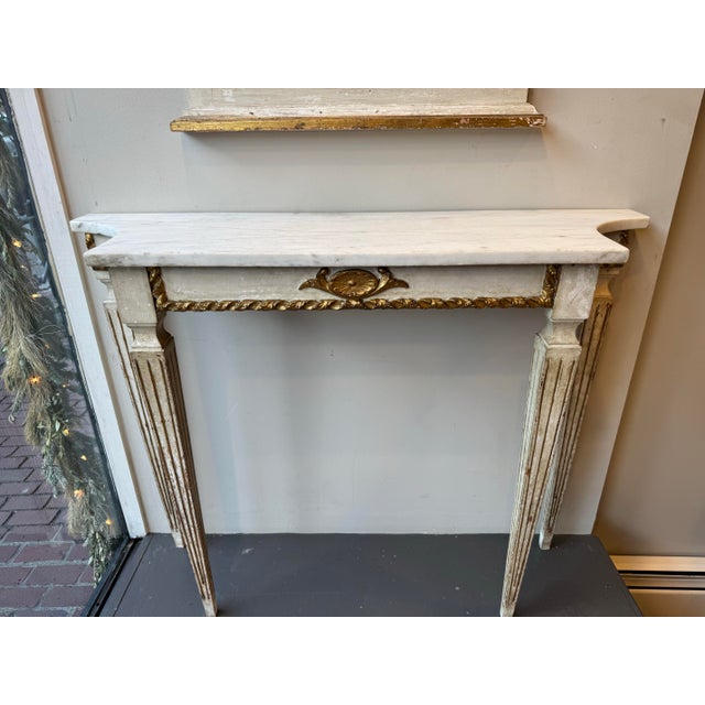 Mid 20th Century French Antique Marble Table Top and Mirror For Sale - Image 4 of 7