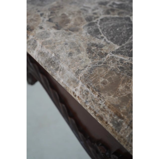 Baker Marble Top Paw Foot Mahogany Console Table For Sale - Image 11 of 12
