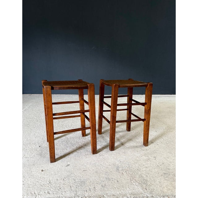 French Country Bistro Stools, 1930s, Set of 2 For Sale - Image 9 of 16