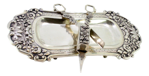 Silver Morrison Tray and Scissors with Revealed Cutouts and Supported by Four Claw-Shaped Feet, Set of 2